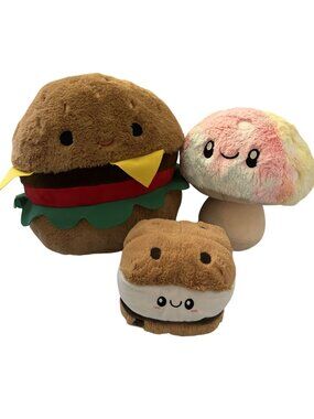 Carl The Cheeseburger Tie-Dye Mushroom & Smore Plush Fuzzamallow lot